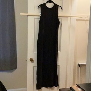 Quince Womens Tencel Jersey Tank Maxi Dress Sleeveless Stretch Slit Black XL